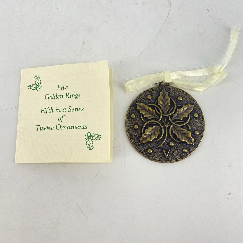 1991 Matthews Bronze Five Golden Rings Ornament 5th Twelve Days Christmas
